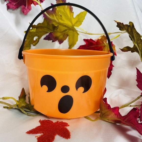 Vintage Pail McDonalds MCBOO Orange Halloween PUMPKIN BUCKET Happy Face NO LID - Picture 1 of 9